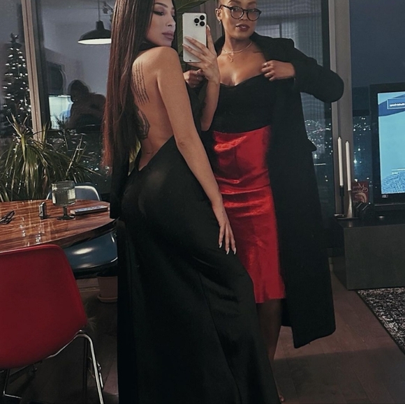 ZARA SATIN EFFECT HALTER DRESS - Picture 12 of 14